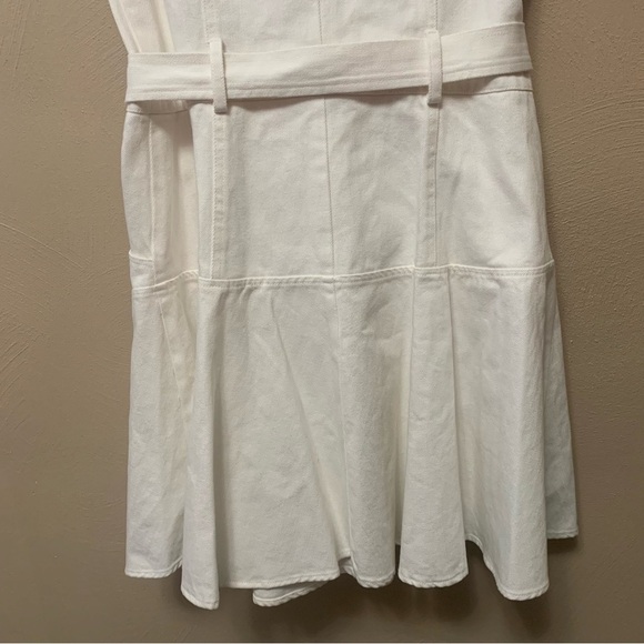 Shoshanna Anya Sleeveless Flounce Cotton Belted Mini Dress White Size 12 NWT New - Picture 13 of 16